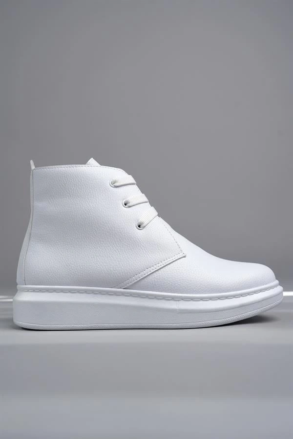 SLW207 Oslo Bağcıklı Cilt Erkek Günlük Spor Bot BT - Beyaz