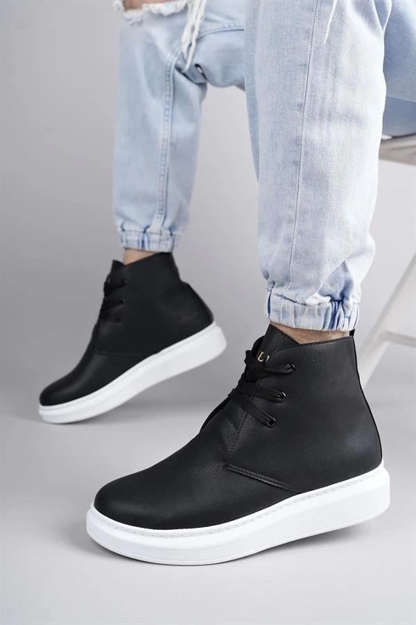 SLW207 Oslo Bağcıklı Cilt Erkek Günlük Spor Bot BT - Siyah