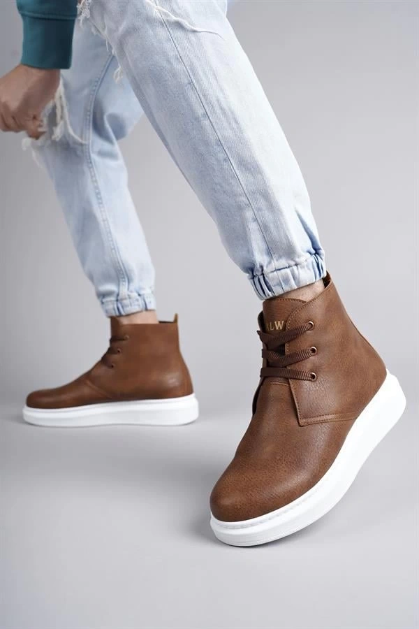 SLW207 Oslo Bağcıklı Cilt Erkek Günlük Spor Bot BT - Taba