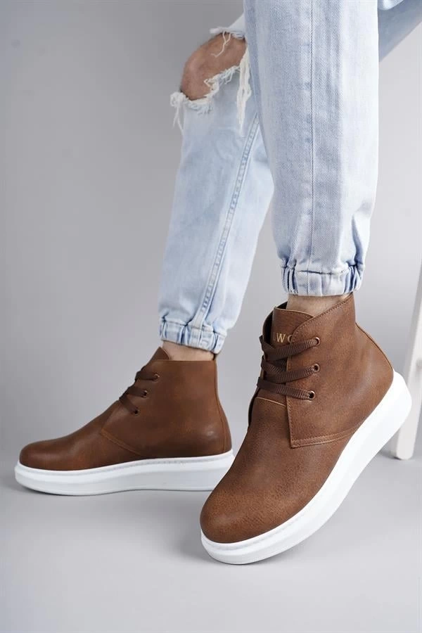 SLW207 Oslo Bağcıklı Cilt Erkek Günlük Spor Bot BT - Taba