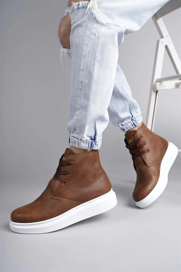 SLW207 Oslo Bağcıklı Cilt Erkek Günlük Spor Bot BT - Taba