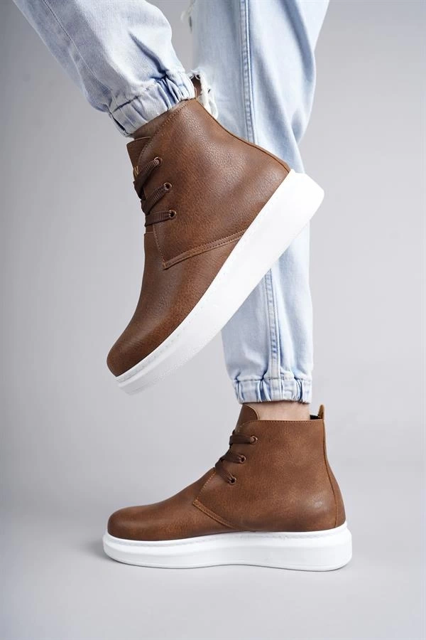 SLW207 Oslo Bağcıklı Cilt Erkek Günlük Spor Bot BT - Taba