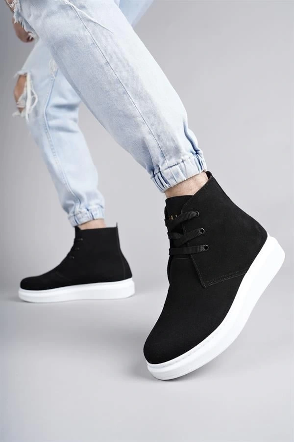 SLW207 Oslo Bağcıklı Süet Erkek Günlük Spor Bot BT - Siyah