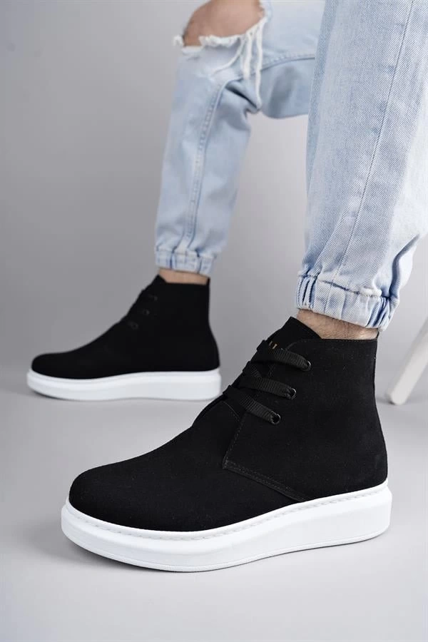 SLW207 Oslo Bağcıklı Süet Erkek Günlük Spor Bot BT - Siyah