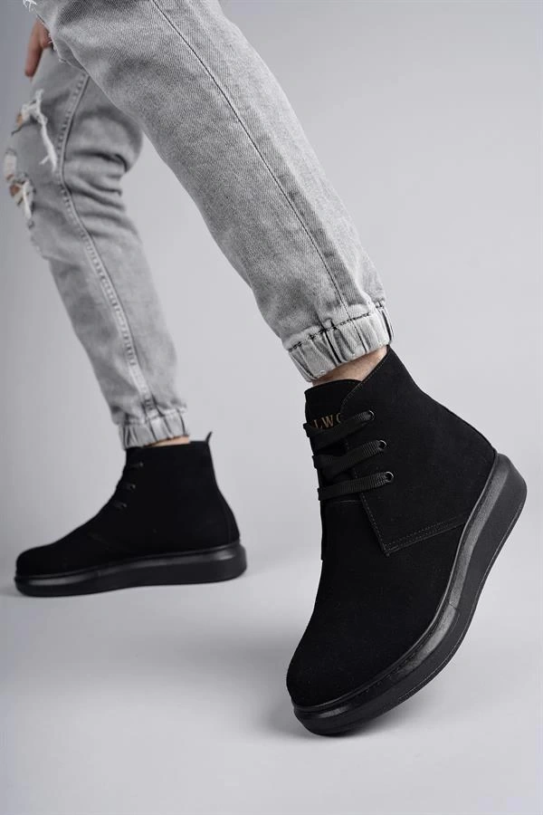 SLW207 Oslo Bağcıklı Süet Erkek Günlük Spor Bot ST - Siyah