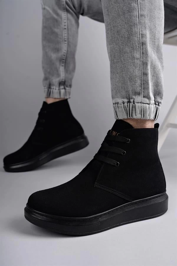 SLW207 Oslo Bağcıklı Süet Erkek Günlük Spor Bot ST - Siyah