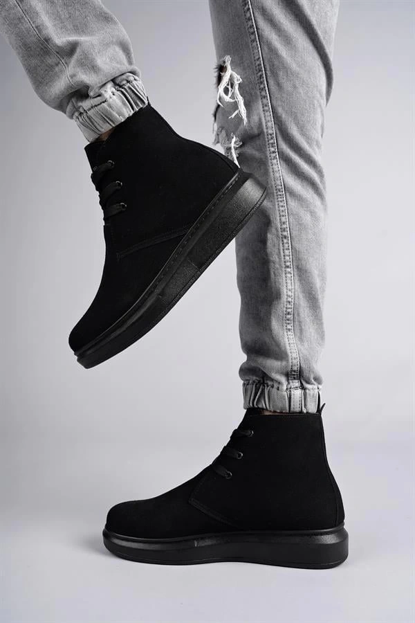 SLW207 Oslo Bağcıklı Süet Erkek Günlük Spor Bot ST - Siyah