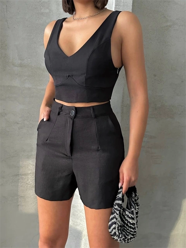 Şortlu keten takım