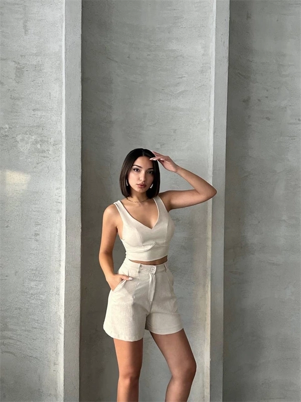 Şortlu keten takım