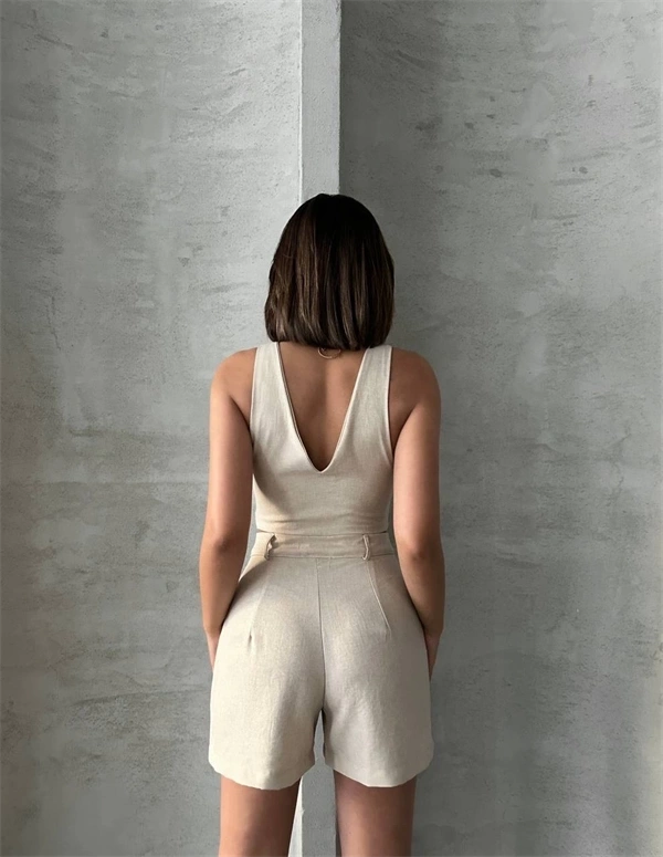 Şortlu keten takım