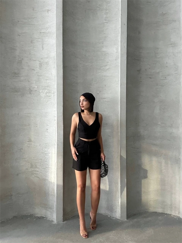 Şortlu keten takım