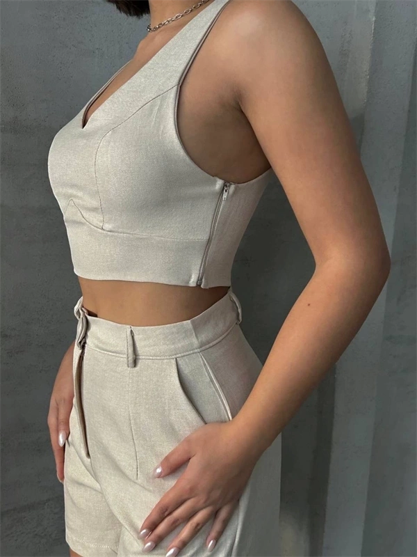 Şortlu keten takım