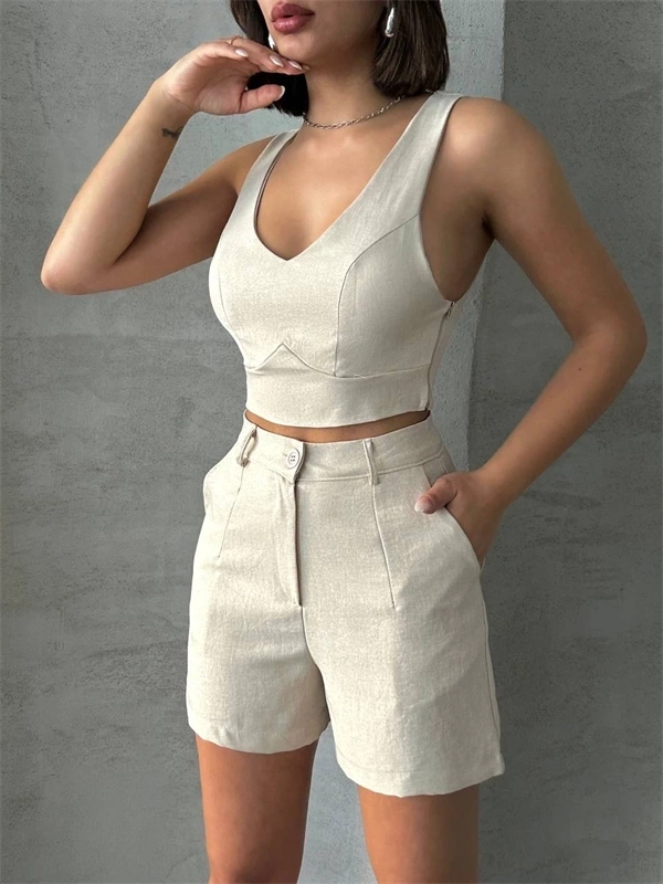 Şortlu keten takım