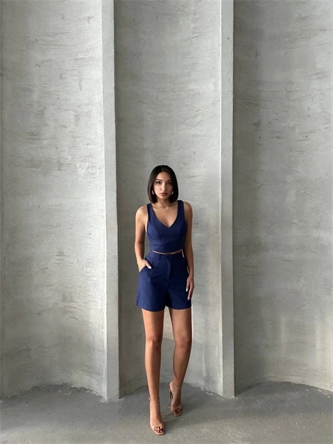 Şortlu keten takım s255014