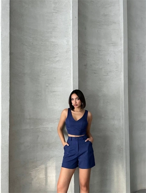 Şortlu keten takım s255014