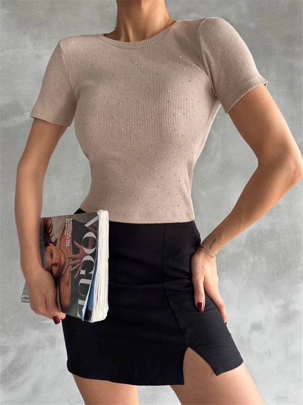 Taş baskılı kaş korse bluz