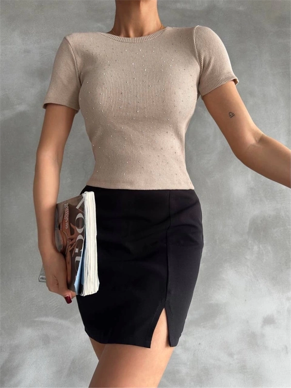 Taş baskılı kaş korse bluz