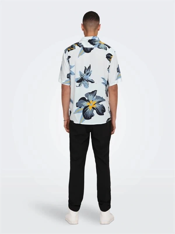 Tropikal Desen Apaş Yaka Regular Erkek Gömlek