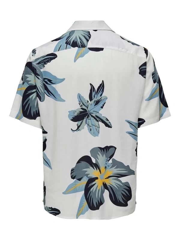 Tropikal Desen Apaş Yaka Regular Erkek Gömlek