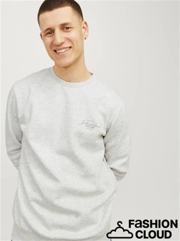 Üç İplik Küçük Baskılı Erkek Sweatshirt