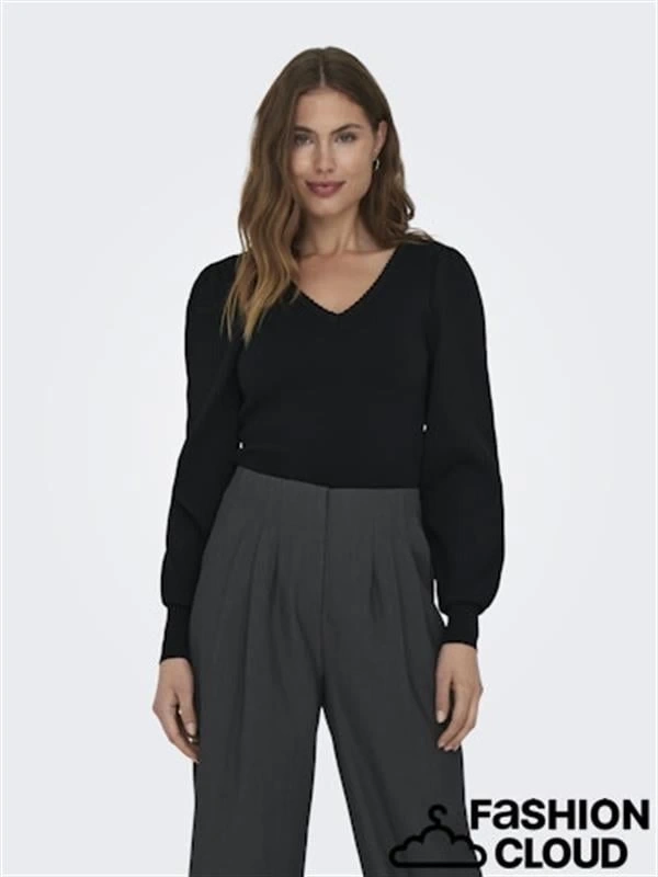 V Yaka Günlük Giyilebilen Şık Yaka Detay Kadın Sweat