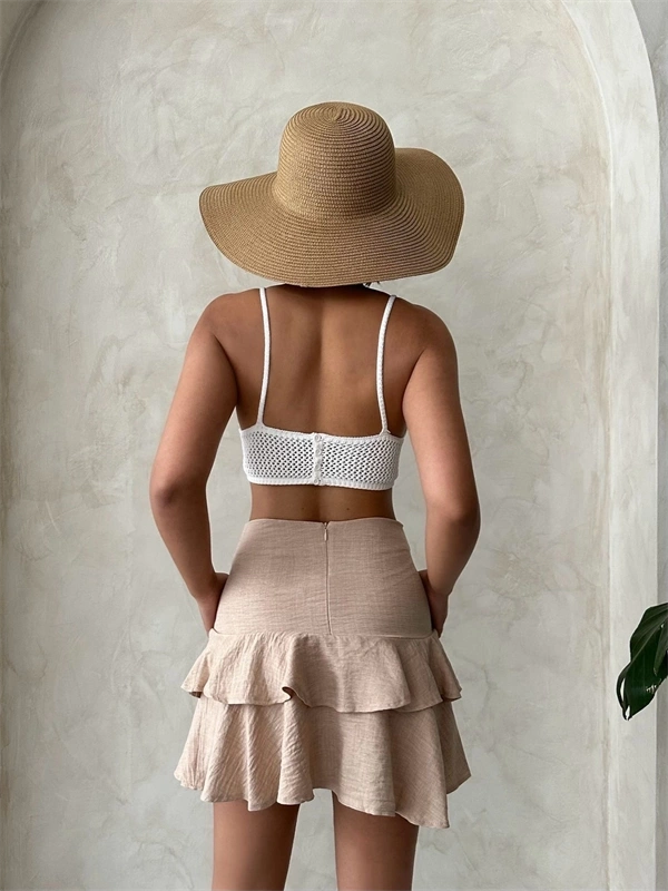 Valonlu fırfırlı etek s24681