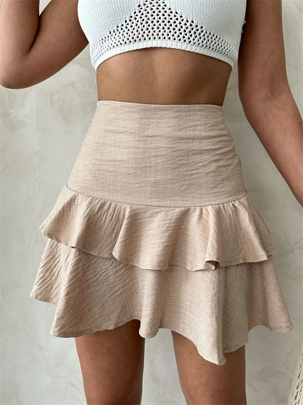 Valonlu fırfırlı etek s24681