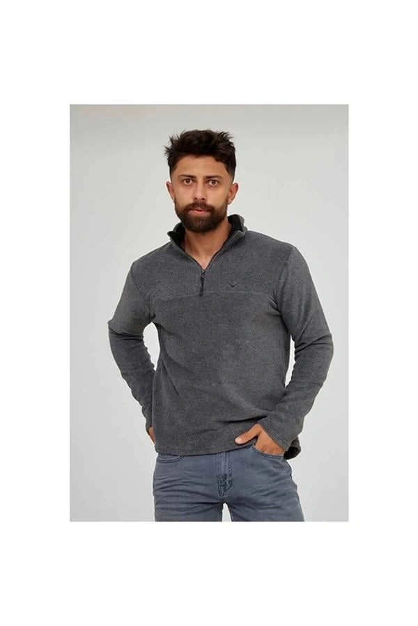 Yarım Fermuar Dik Yaka Erkek Polar