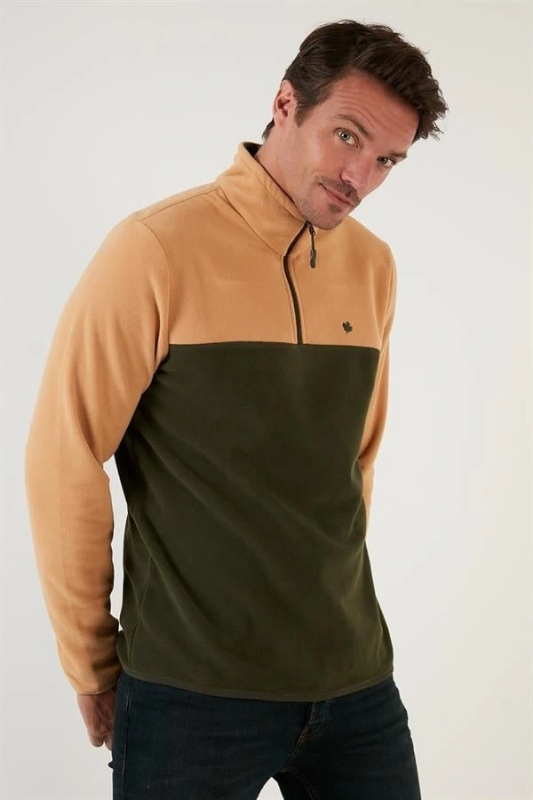 Yarım Fermuar Parçalı Polar