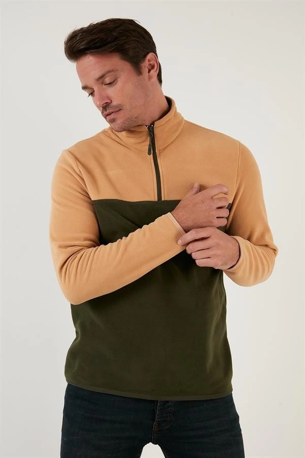 Yarım Fermuar Parçalı Polar