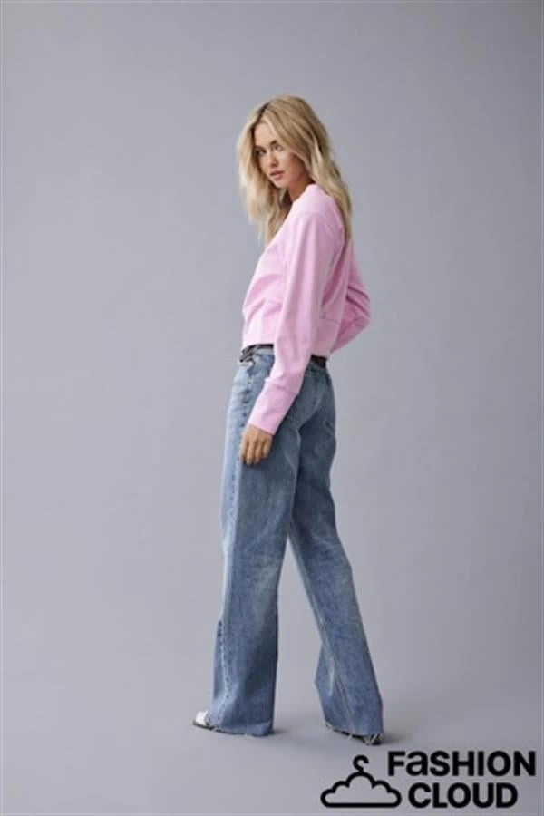 Yüksek Bel Likralı Bol Paça Beli Renkli Kadın Pantolon