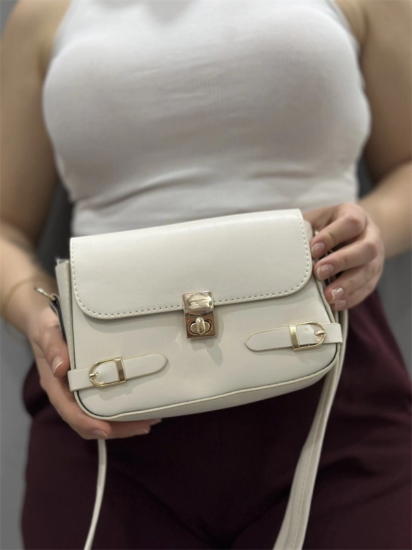 Zerej kemerli krem cilt çanta