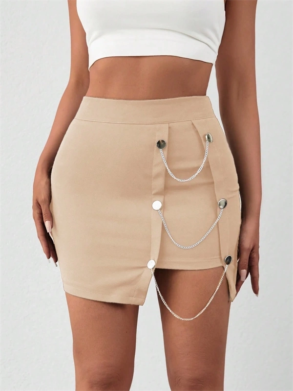 Zincirli mini şortlu etek