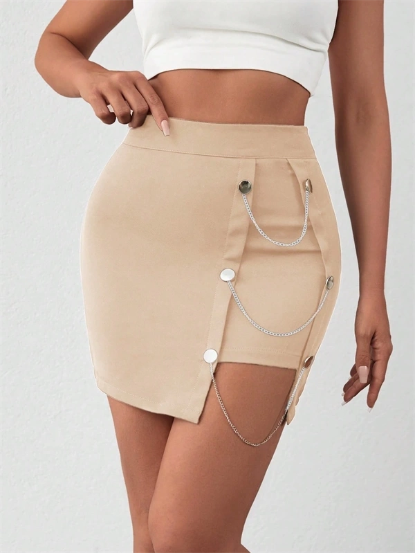 Zincirli mini şortlu etek