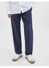 12248606 Relaxed Fıt Beli Lastikli Keten Jogger Erkek Pantolon Lacivert