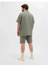 12279651 Müslin Kumaş Büyük Beden Rahat Erkek Short Haki