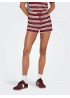 15351928 Beli İp Bağlamalı Kadın Penye Short Bordo