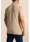 2570 Fermuarlı Polo Yaka Merselize Kumaş Kolu Ve Beli Lastikli Erkek TShirt Taş