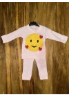 3-12 Aylık Emoji Detalı Takım Pembe