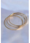 316L Çelik Gold Renk 3lü Ajda Model Kadın 60 mm Bilezik