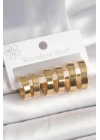 316L Çelik Gold Renk Halka Model Kadın Küpe Seti