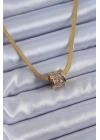 316L Çelik Gold Renk İtalyan Zincir Model Zirkon Taşlı Kadın Kolye