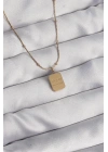316L Çelik Gold Renk Kare Charm Model Kolye