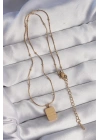 316L Çelik Gold Renk Kare Charm Model Kolye