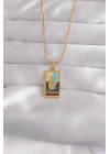 316L Çelik Gold Renk Karışık Mineli El Figür Tarot Kolye