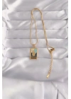 316L Çelik Gold Renk Karışık Mineli El Figür Tarot Kolye