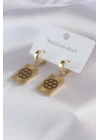 316L Çelik Gold Renk Lotus İşleme Kadın Küpe