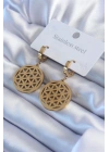 316L Çelik Gold Renk Lotus Model Kadın Küpe