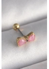 316L Çelik Gold Renk Pembe Fiyonk Model Tragus Piercing