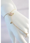 316L Çelik Gold Renk Pembe Zirkon Taşlı Kanatlı Kalp Model Şahmeran